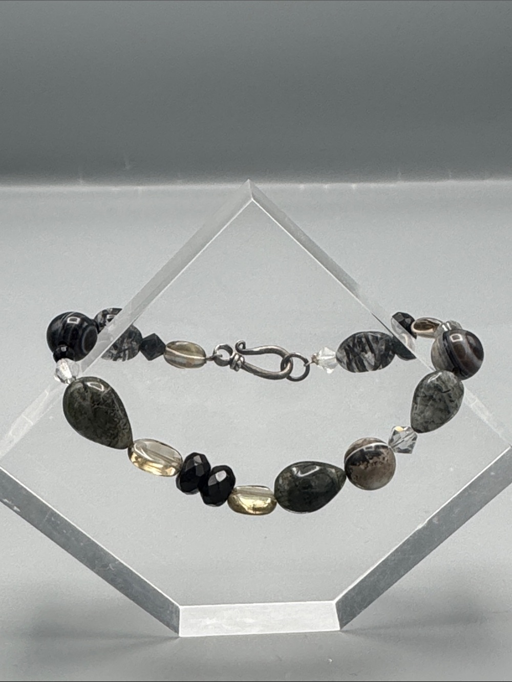 Black & Gray Stone Beaded Bracelet